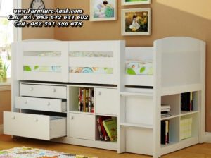 Ranjang Tingkat Anak Warna Putih Minimalis