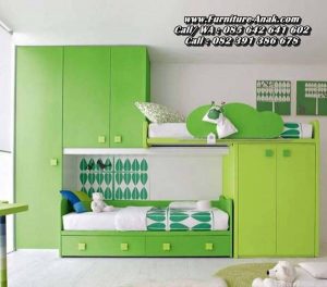 Dipan Anak Minimalis Set Kamar Tidur Warna Hijau