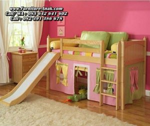 Tempat Tidur Tingkat Kayu Model Perosotan