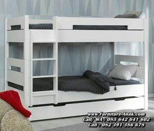 Tempat Tidur Tingkat Kayu Warna Putih