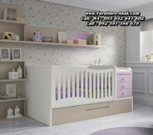 Tempat Tidur Bayi Kayu Modern Putih