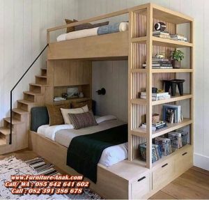 Dipan Anak Tingkat Set Rak Buku