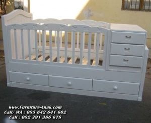 Tempat Tidur Bayi Kayu Minimalis Putih