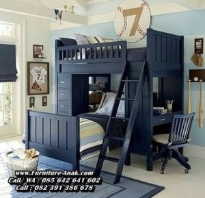 Tempat Tidur Tingkat Anak Plus Meja Belajar