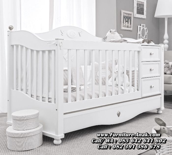 Tempat Tidur Bayi Minimalis Kayu Warna Putih