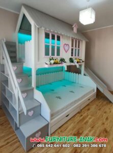 Tempat Tidur Anak Tingkat Bentuk Rumah