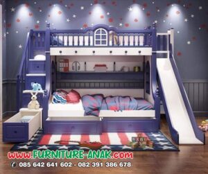 Tempat Tidur Anak Tingkat Perosotan Ungu