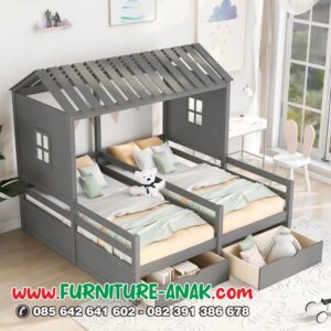 Tempat Tidur Anak Model Rumah 2 Bed