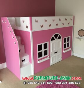 Tempat Tidur Tingkat Anak Perempuan Warna Pink