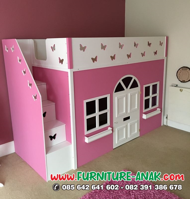 Tempat Tidur Tingkat Anak Perempuan Warna Pink