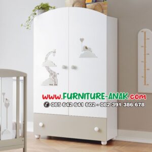 Almari Baju Anak Cantik Minimalis Putih
