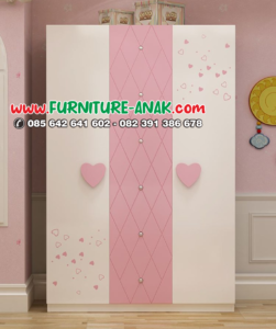 Almari Baju Anak Perempuan Putih Pink