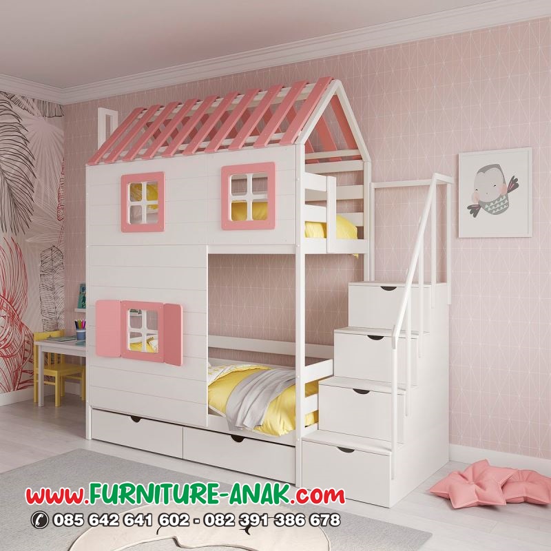 Dipan Tingkat Anak Perempuan Kayu Minimalis