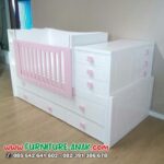 Tempat Tidur Bayi Perempuan Pink Putih